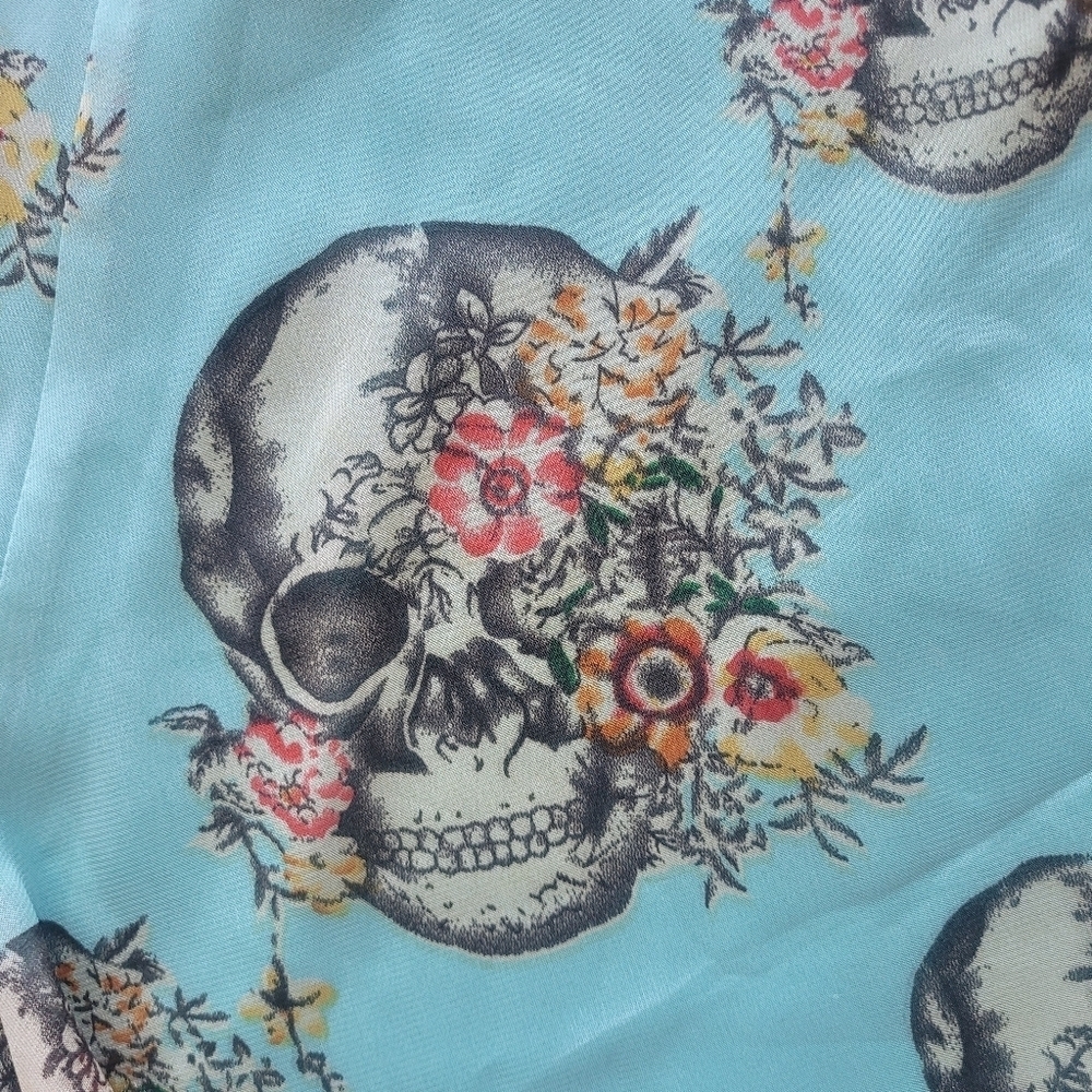 Collectif Violet Skull Chiffon Dress, GUC, Size 12 - Picture 9 of 10